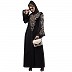 A-line party wear abaya with Resham embroidery work- Black